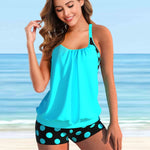 MODA sort tankini med patchwork prikkemønster