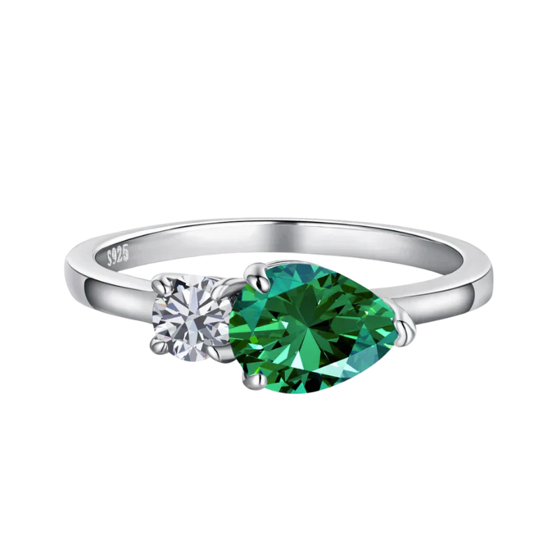 Verde - Slank ring med dobbelt ædelstensdesign
