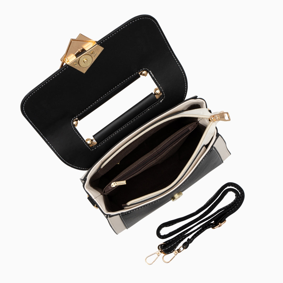 Rina - Color Block skuldertaske med geometrisk spænde