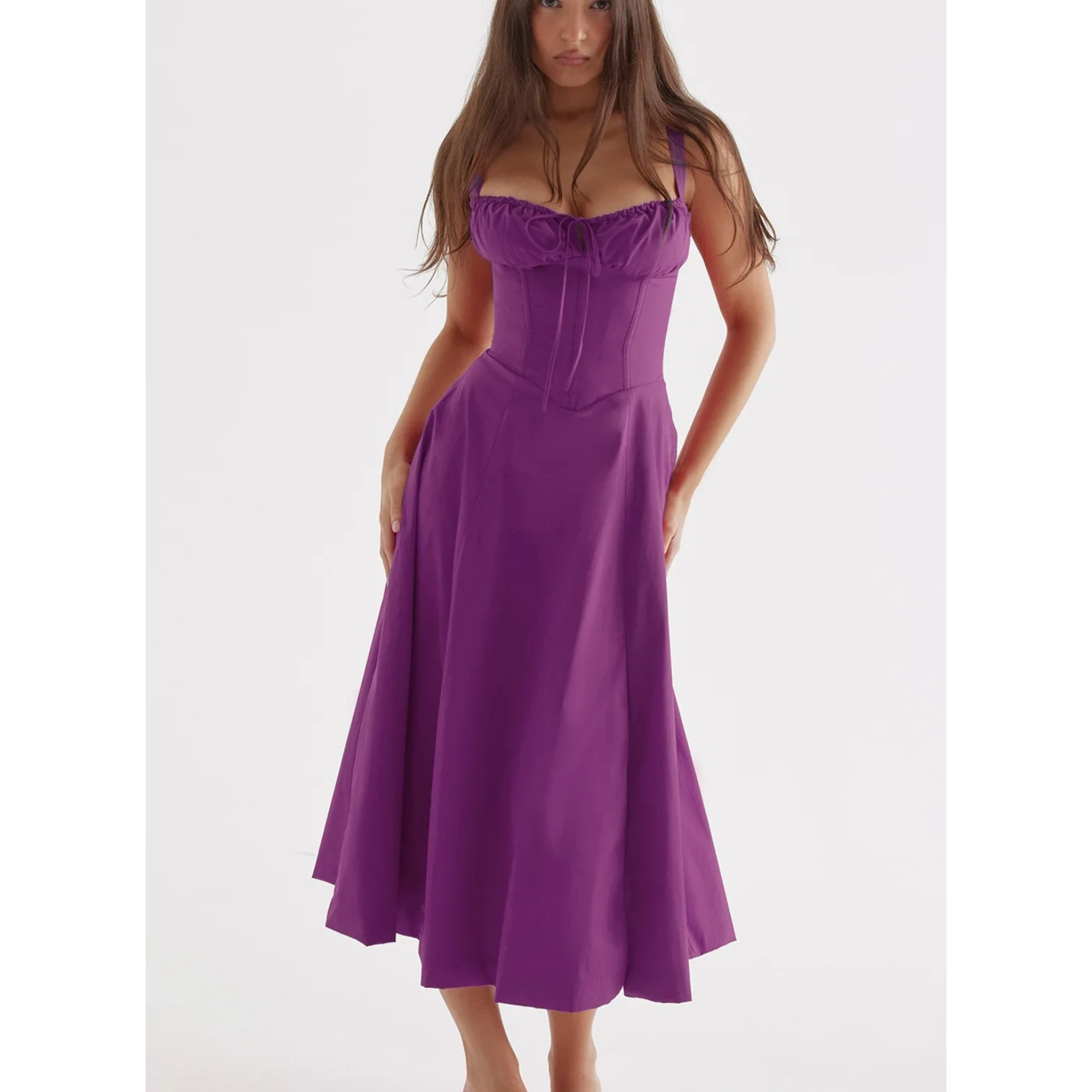 MODA elegant rød enkel behagelig sommerkjole