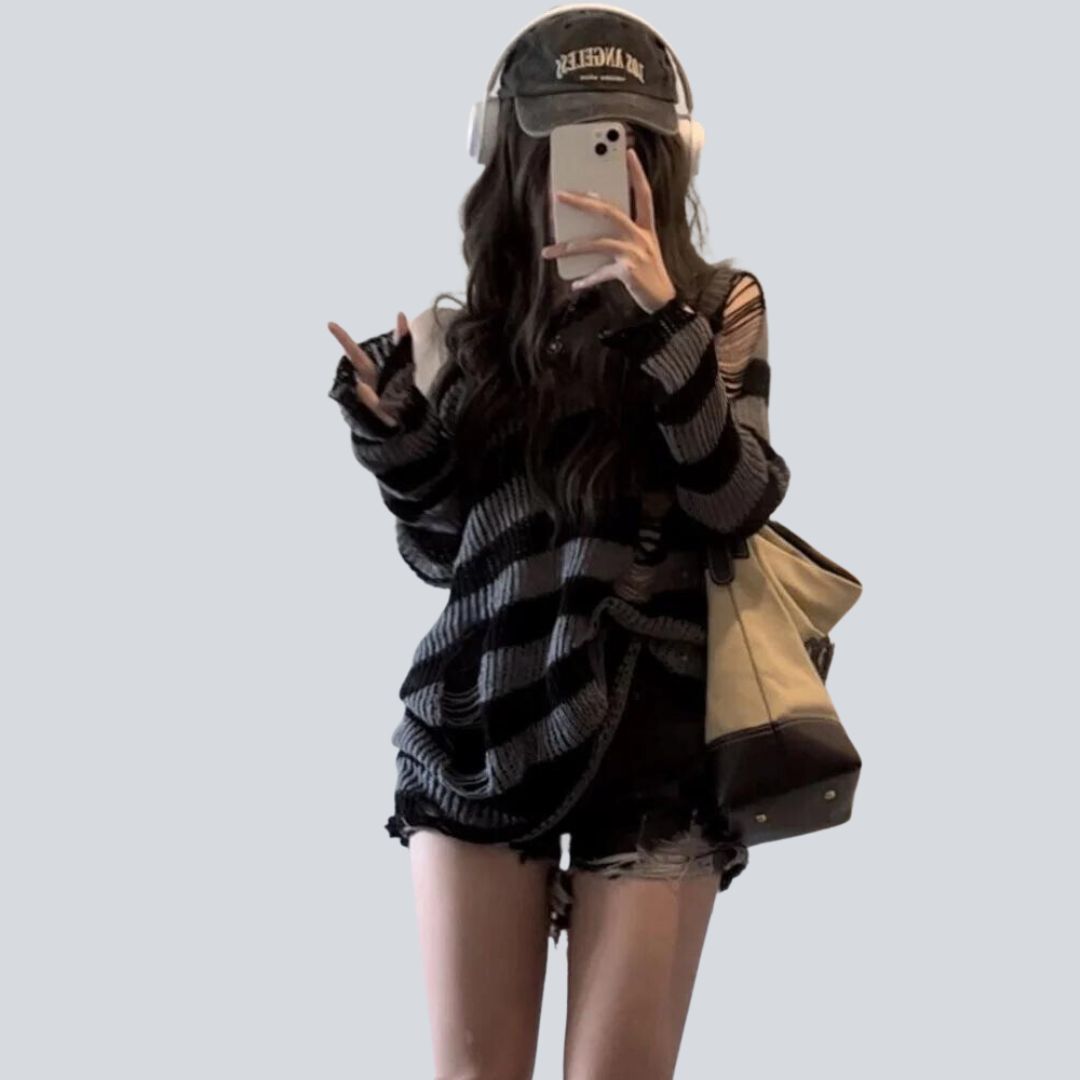 Aria - Nødstedet stribet oversized sweater