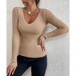 MODA khaki foret rund hals fleece dame langærmet t shirt