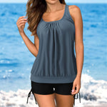 MODA sort kort komfortabel tankini med u-hals