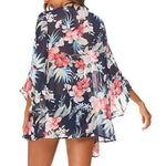 MODA blå blomsterprintet kimono med v-hals