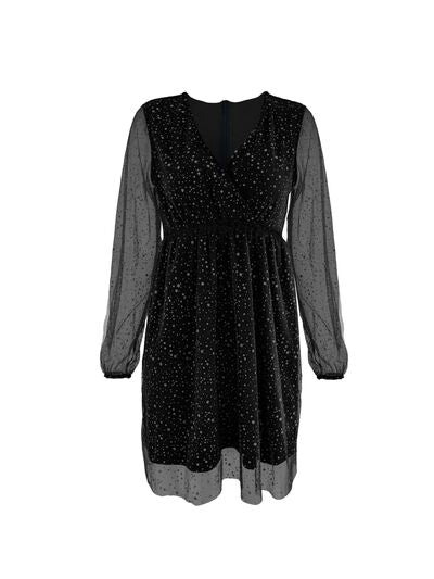 Imelda elegante V-hals glimmerkjole