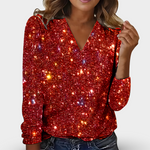 Isolde™ – Glitrende bluse med V-udskæring