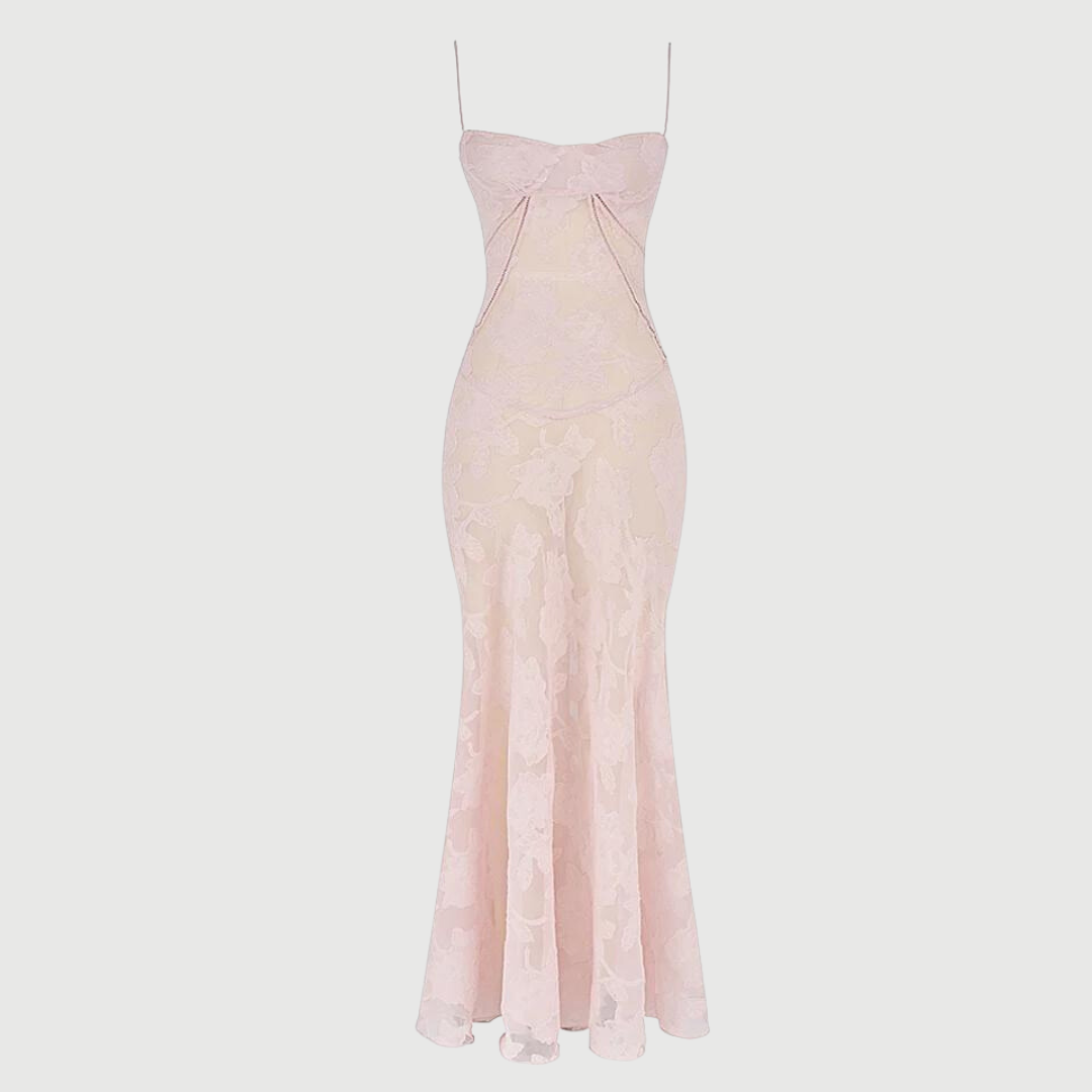 Elise - Elegant A-formet Kjole med Blomsteroverlay