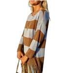 Gemma - Afslappet Stribet Sweater med Frynset Kant