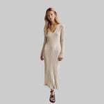 Isabella - Flowy rib v-hals maxi kjole