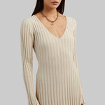 Isabella - Flowy rib v-hals maxi kjole