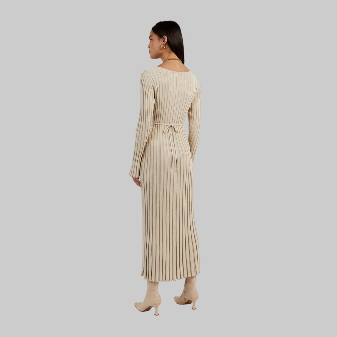 Isabella - Flowy rib v-hals maxi kjole