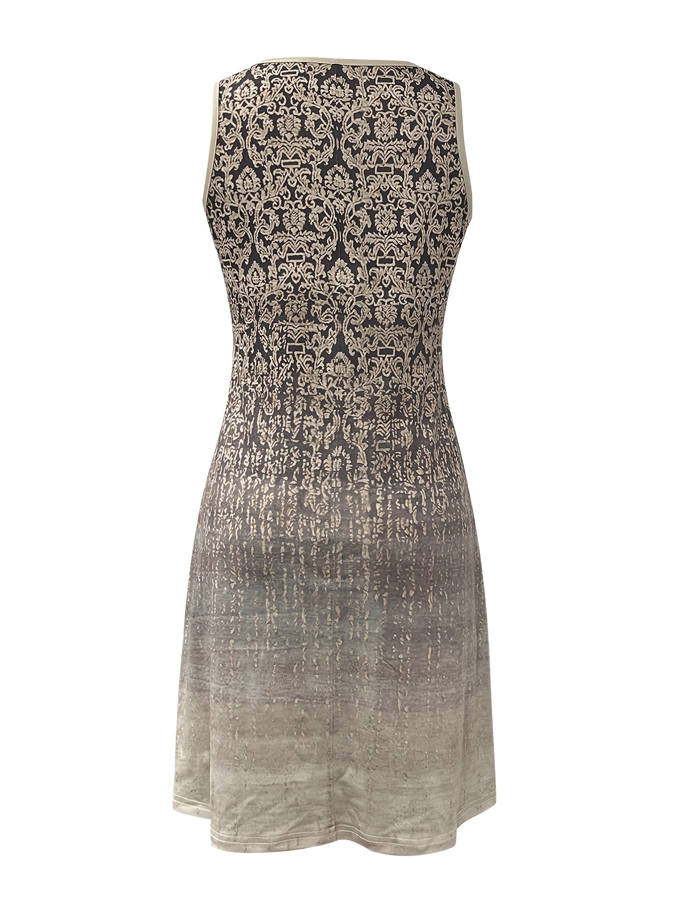 Ærmeløs Kjole med Vintage Mønster | Polyesterblanding | Elegant & Let