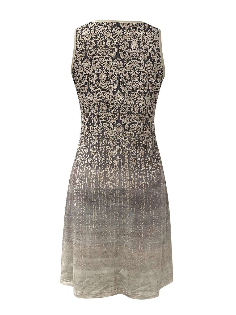 Ærmeløs Kjole med Vintage Mønster | Polyesterblanding | Elegant & Let