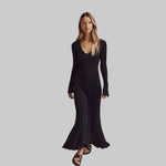 Isabella - Flowy rib v-hals maxi kjole