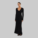 Isabella - Flowy rib v-hals maxi kjole