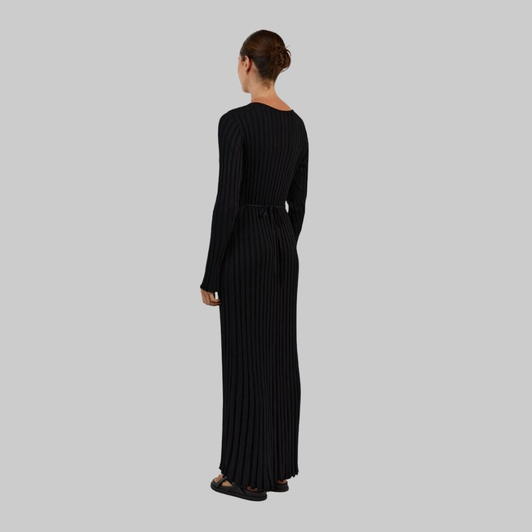Isabella - Flowy rib v-hals maxi kjole