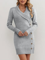 Strikkjole med Asymmetrisk Krave | Elegant & Varm | Tidløst Design