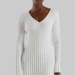 Isabella - Flowy rib v-hals maxi kjole
