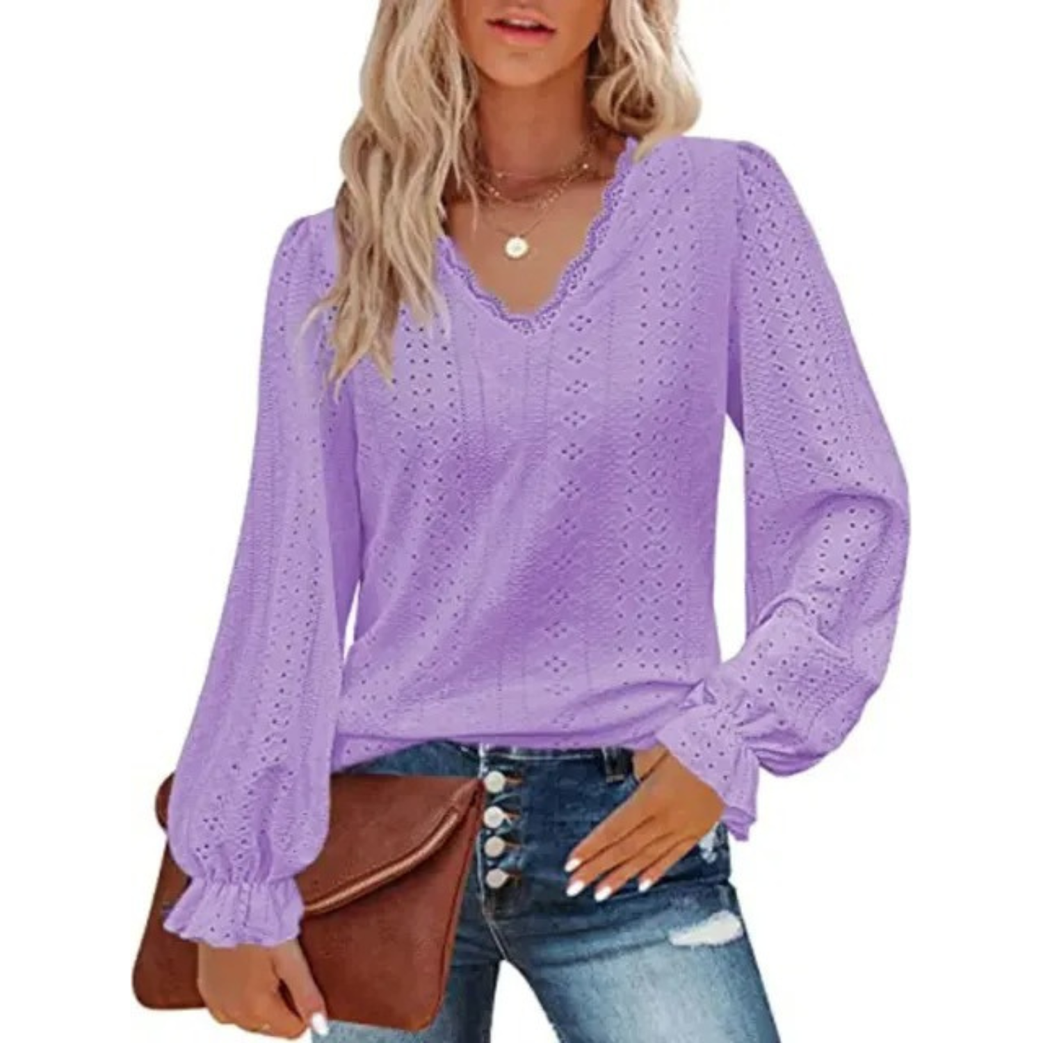 MODA grøn uld med fleece dame langærmet t shirt
