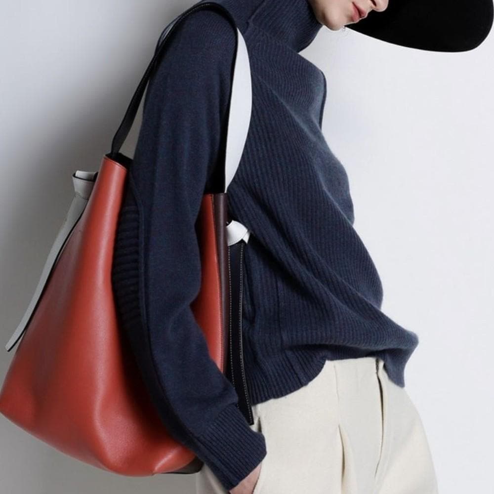 Dame Rullekrave Sweater - Blød Strik - Langærmet Komfortabel Pasform