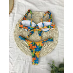 MODA  Blomsterprintet bikinier i to dele med push up-bh og g-streng