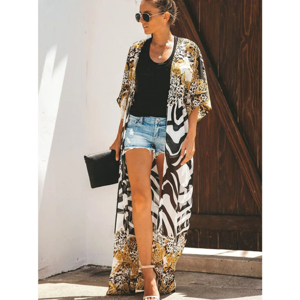 MODA Kimono med sort leopardprint og bælte