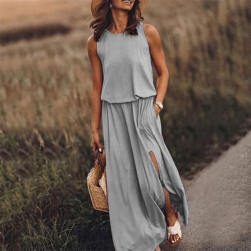 MODA Elegant maxikjole med elastisk linning