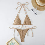 MODA Todelt ensfarvet ternet push-up bikinier