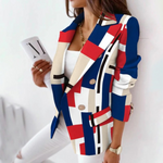 MODA Ombukket krave dame blazer, afslappet enkel lange ærme coat