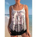 MODA sort patchwork frynse åndbar tankini