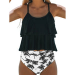MODA sort tankini med kokospalmemønster