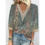 MODA elegant v-hals komfortabel fleece dame bluse