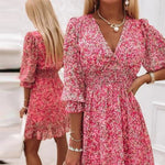 Sienna - Blomstret minikjole med V-hals