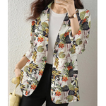 MODA Blomsterprint dame blazer, revers, lange ærmer, tynd jakke