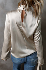 Elegant satinbluse med crossover foran til kvinder
