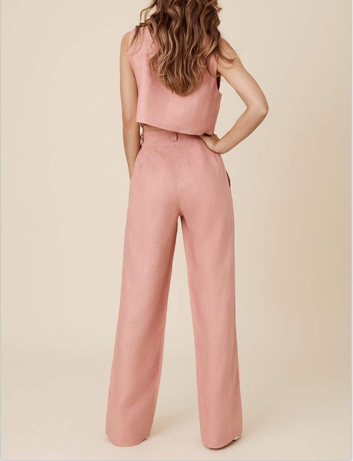 To-delt Crop Top Sæt | Polyester/Linnedblanding | Elegant og Komfortabel