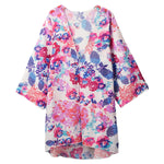 MODA pink blomsterprint åndbar blød kimono