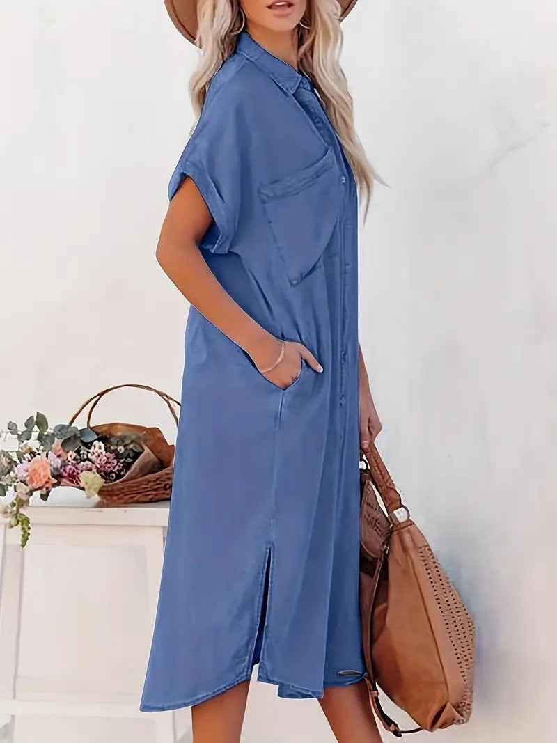 Lina - Denimkjole - flagermusærmer