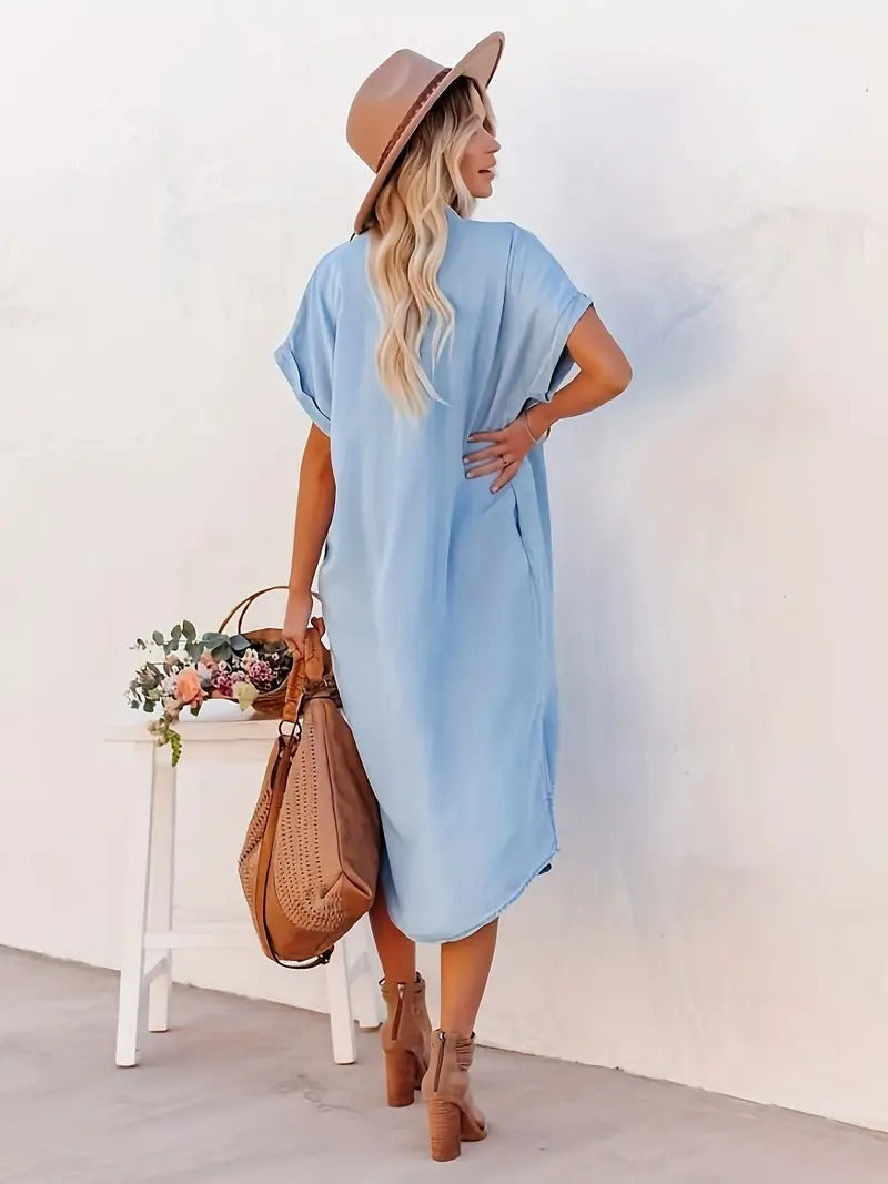 Lina - Denimkjole - flagermusærmer