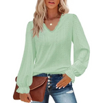 MODA grøn uld med fleece dame langærmet t shirt