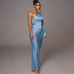Cassandra - One Shoulder Asymmetrisk Satin Aftenkjole