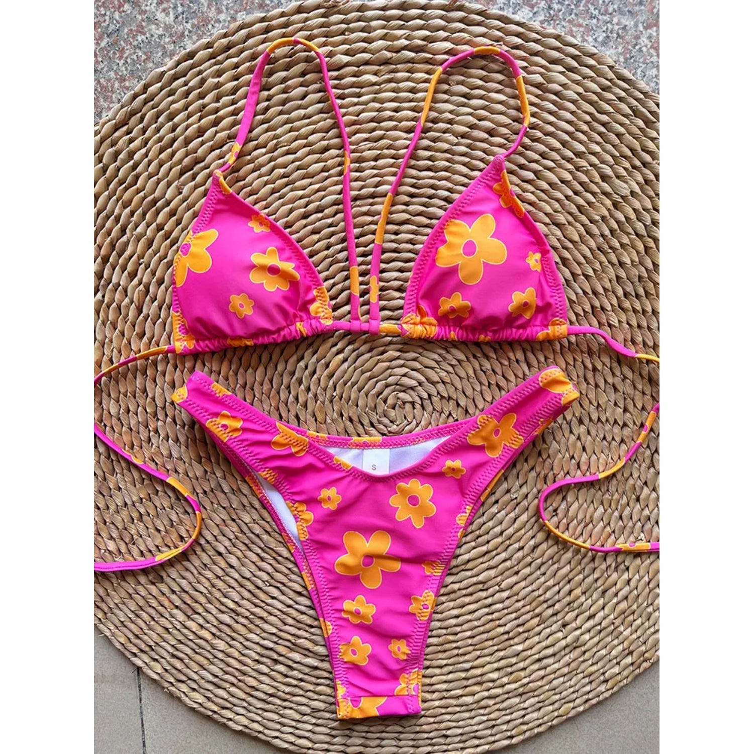 MODA Push up bh-pude halter string blomstret bikinier