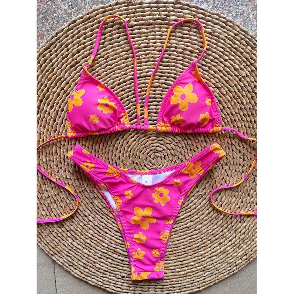 MODA Push up bh-pude halter string blomstret bikinier