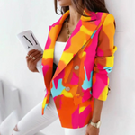 MODA Ombukket krave dame blazer, afslappet enkel lange ærme coat