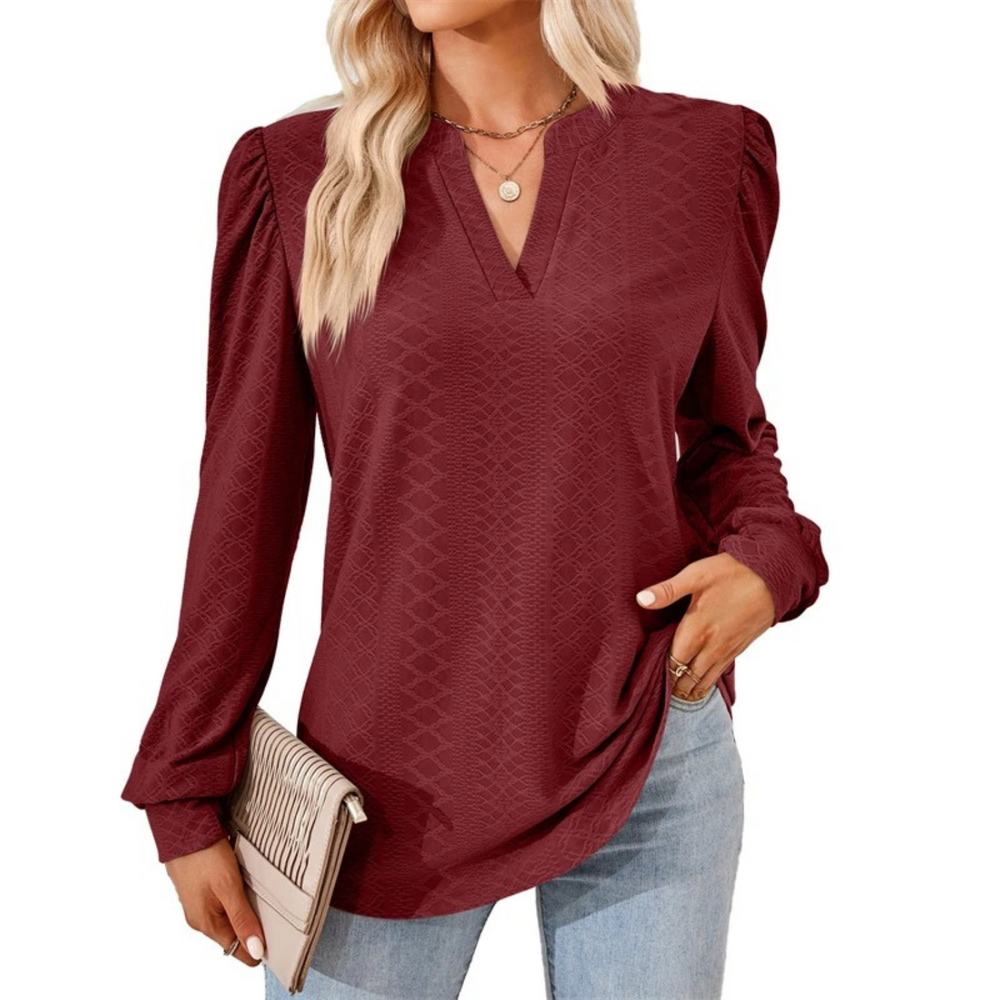 MODA Mode Broderi V-hals Lange Ærmer dame bluse