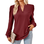 MODA Mode Broderi V-hals Lange Ærmer dame bluse