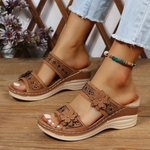 MODA dame sandaler med tyk sål og blomstermotiv