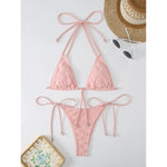 MODA Halter grøn bikinier med sløjfeknude foran push up-bh