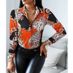 MODA patchwork med krave og leopard print dame bluse