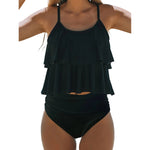 MODA sort tankini med kokospalmemønster